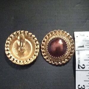 Elegant Gold and Purple Clip-On Earrings